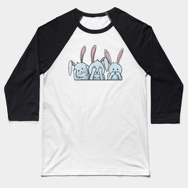 Hear See Speak no evil rabbits happy easter 2021 bunnies Baseball T-Shirt by Mesyo